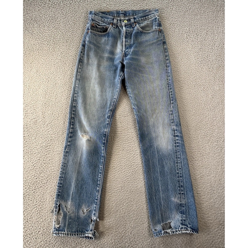 Vintage Levis 501 Jeans Mens Fits 27x30 Distressed Button Fly 80s USA *READ